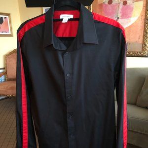 Calvin Klein - Men's Black CKJ  Shirt w/Contrast Red Side Stripe Sleeves (M)